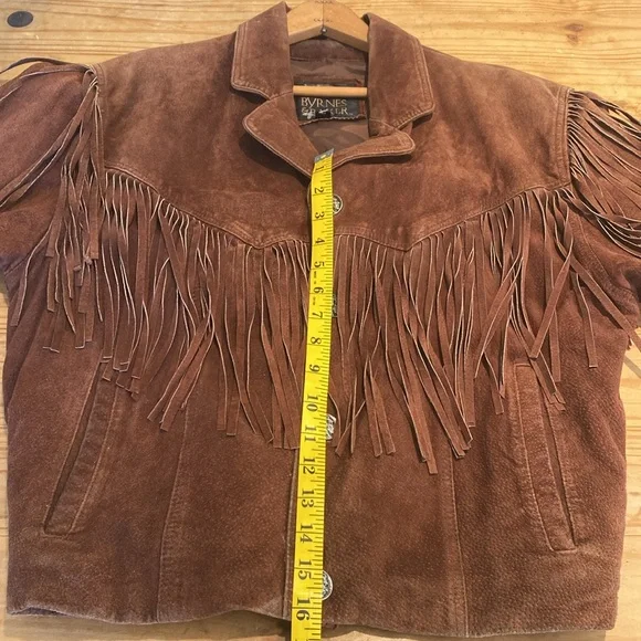 SOLD SOLD SOLD‼️‼️‼️Brown Leather Fringe Jacket - Picture 4 of 15